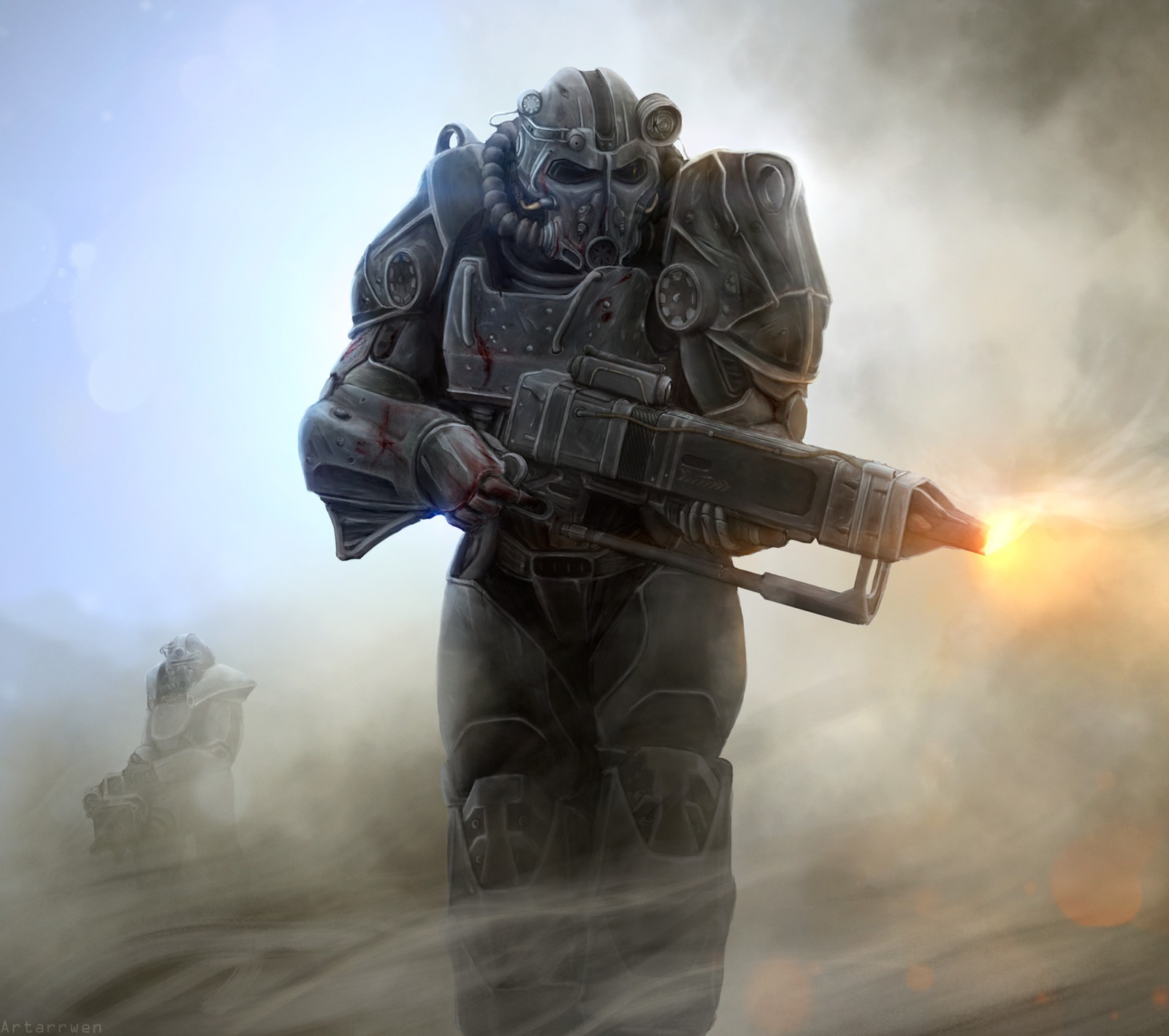 fallout, fallout 4, laser rifle, nuke, power armour Download Wallpaper