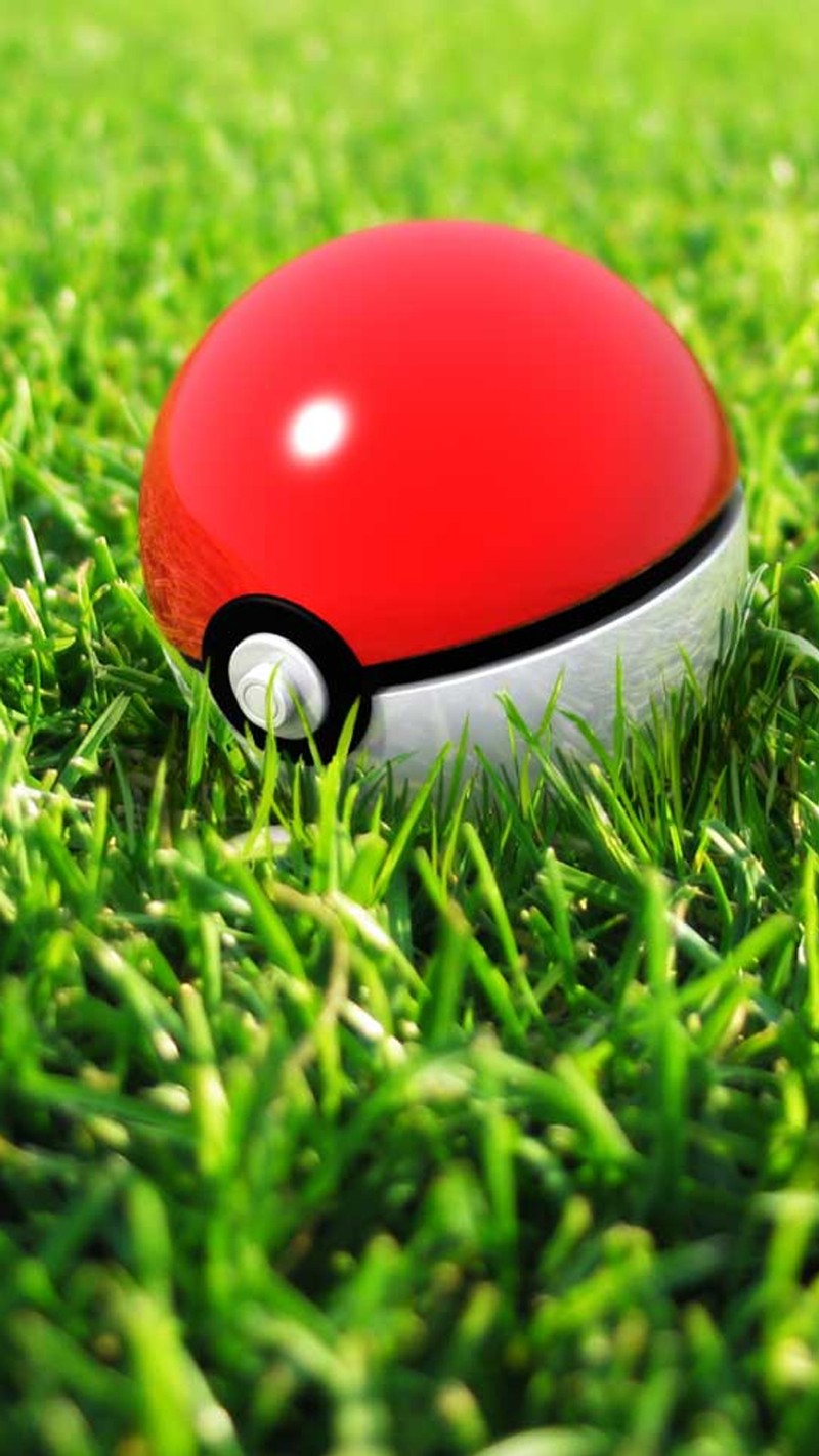 Gros plan d'une balle pokémon rouge et blanche dans l'herbe (pobeball, pokémon, pokemon)