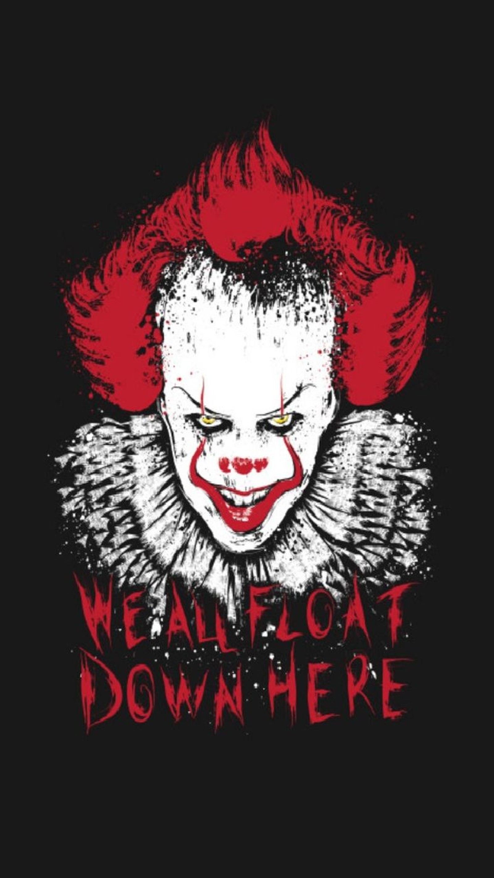 Un t-shirt noir avec un visage de clown et des cheveux rouges (clown, mal, film ça, it movie)