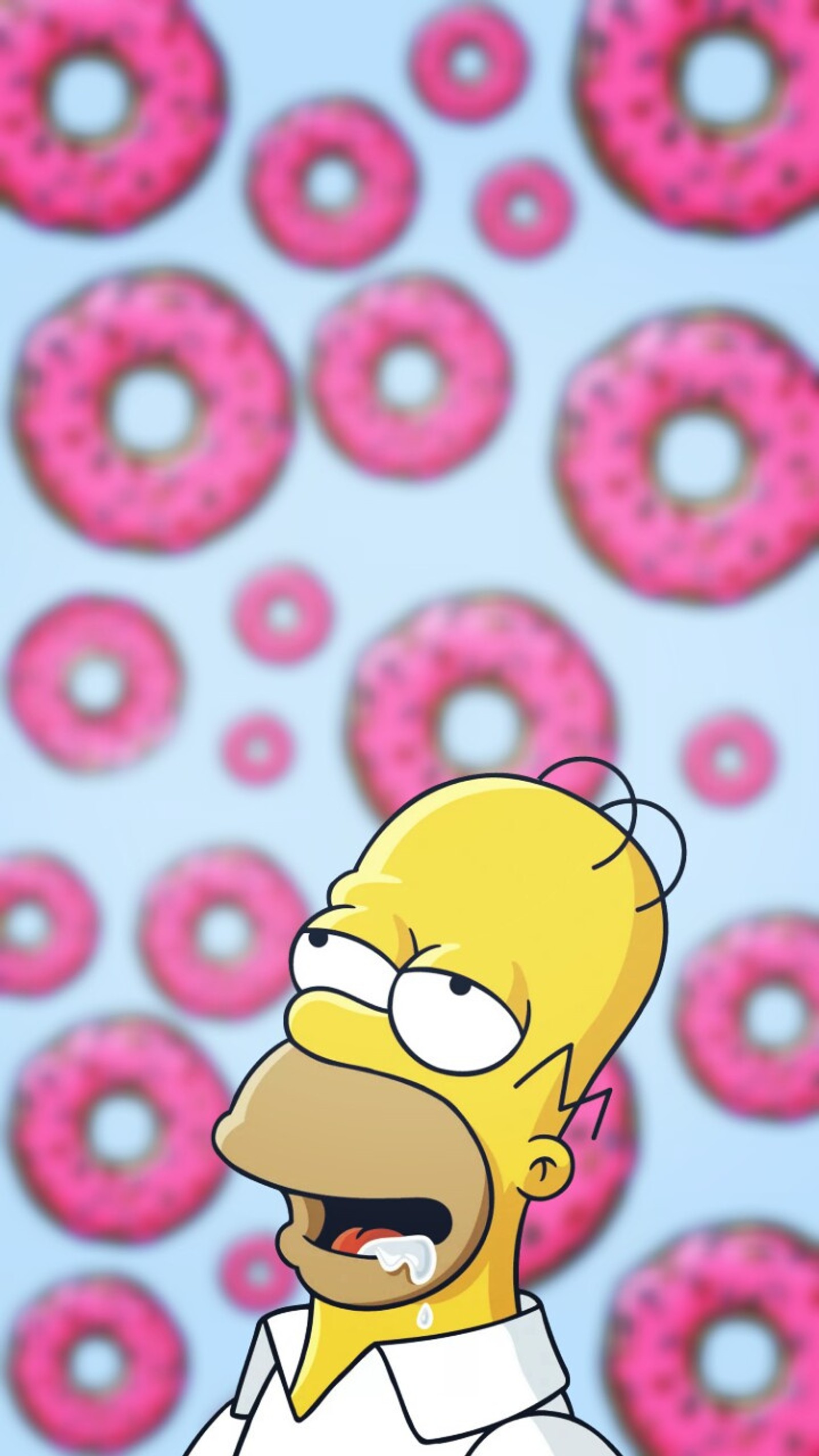 Los simpson con un fondo de dona rosa (homero, los simpson, rosquillas)