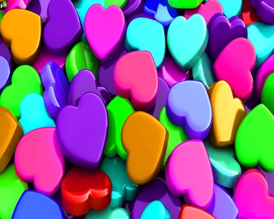 colorful, love hearts