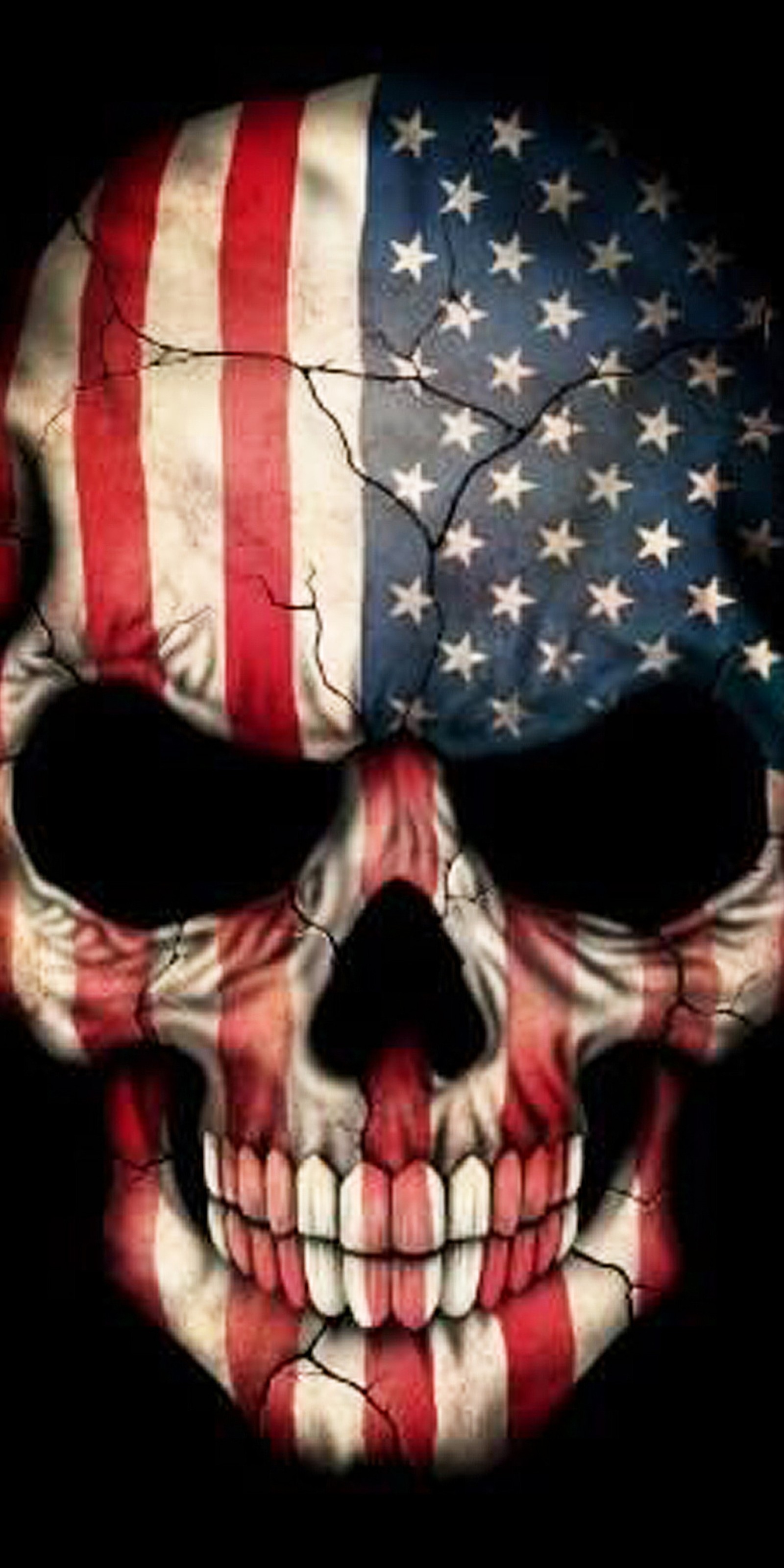 Skull with american flag painted on it's face (skull, us)