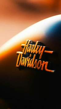 Элегантный золотой логотип Harley-Davidson на мотоцикле