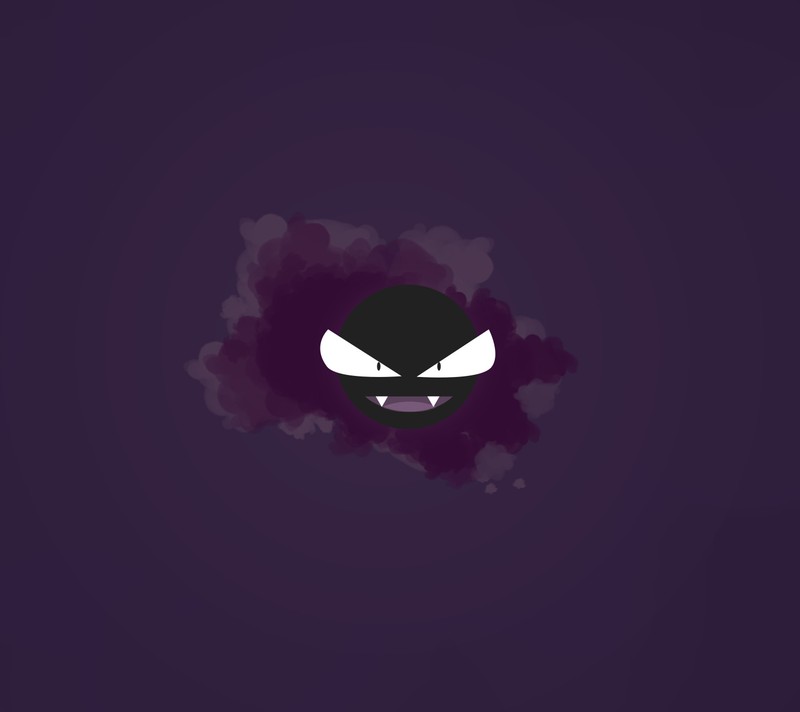 Крупный план пурпурной и черной стены с злобным лицом (antwandesign, гастли, gastly, pokemon, pokemon go)