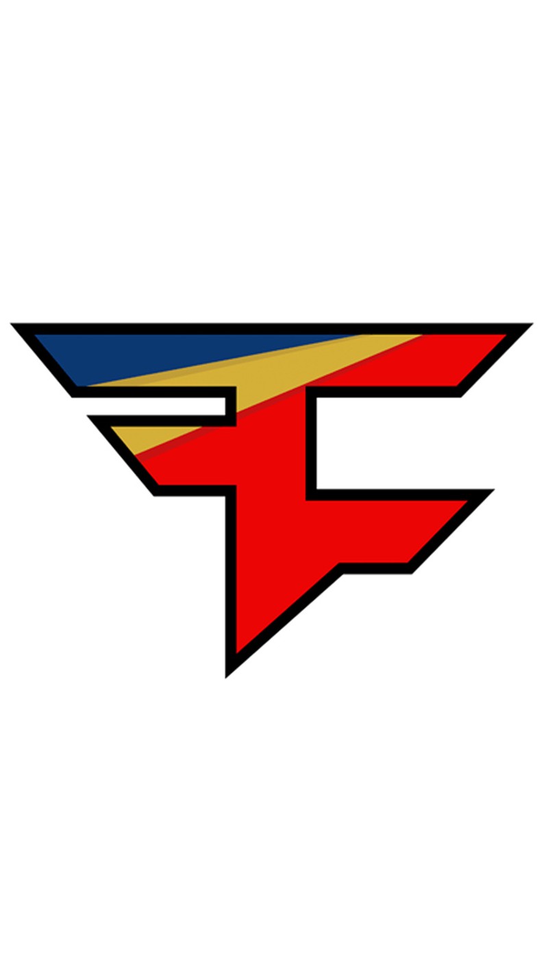 Крупный план красного и синего логотипа с желтой и красной стрелкой (faze, faze clan, обои)