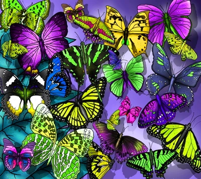 Vibrant Abstract Butterflies in a Kaleidoscope of Color