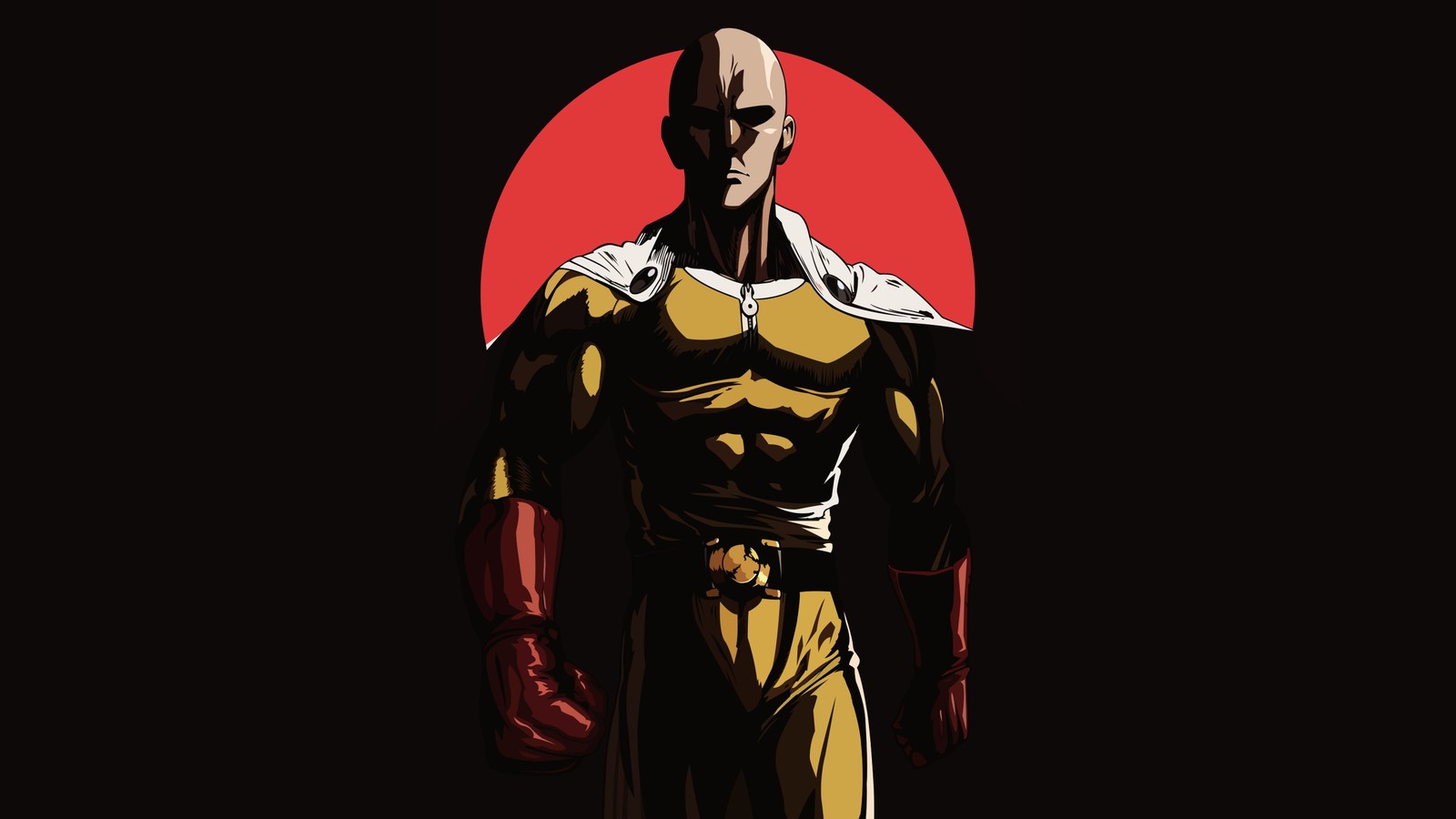 Скачать обои сайтама, saitama, тёмный фон, 5k, one punch man