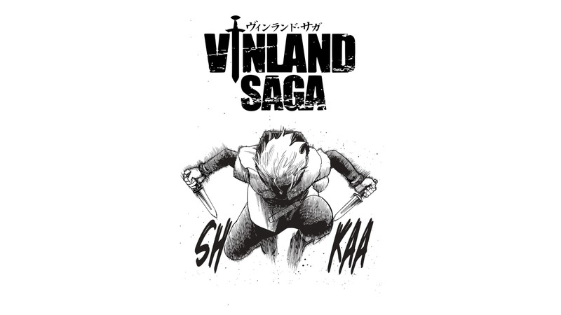 Черно-белое изображение мужчины с ножом (сага о винланде, vinland saga, черно белый, произведение искусства, 5k)