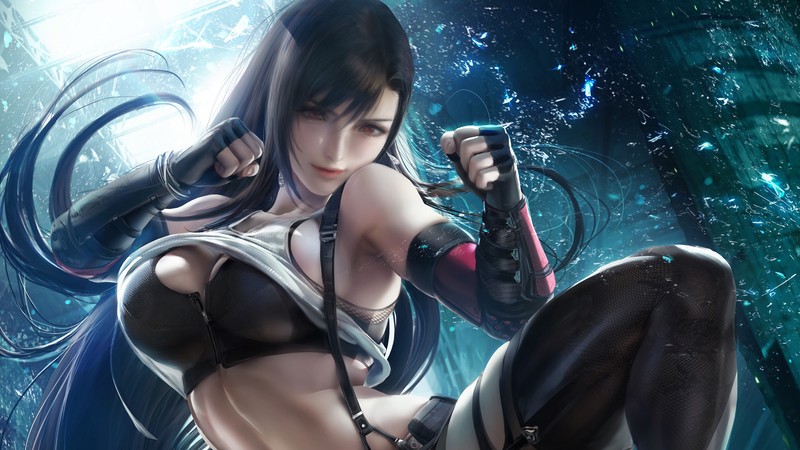 Женщина с мечом в темном лесу (тифа локхарт, tifa lockhart, final fantasy vii remake, final fantasy 7 remake, ffvii)