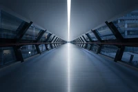 Symmetrical Blue Passageway Illuminated by Daylight in London