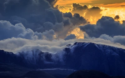 montanha, nuvem, cumulo, cadeia de montanhas, atmosfera