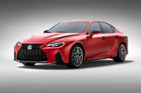 2022 Lexus IS 500 F Sport Performance - Sedán rojo llamativo en calidad 4K