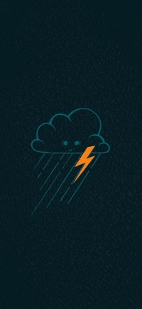 Playful Teal Cloud with Lightning Bolt Illustration