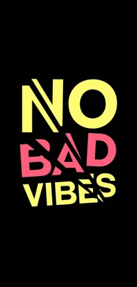 Bold Logo Design: 'No Bad Vibes' in Vibrant Yellow and Magenta