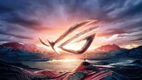 asus, rog, republic of gamers, logo, lever de soleil