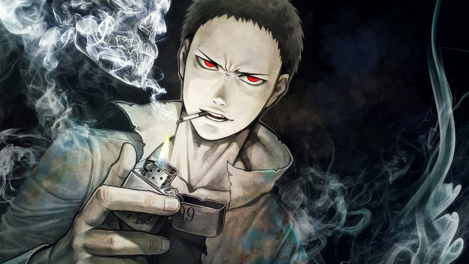 Anime, un hombre con un cigarro en la mano y un cigarro en la mano (zombieman, one punch man, anime)