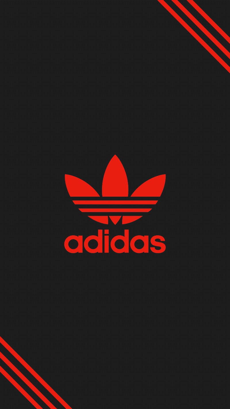 Логотип adidas на черном фоне с красными полосами (бренды, крутой, hd, kanye wrst, новый)