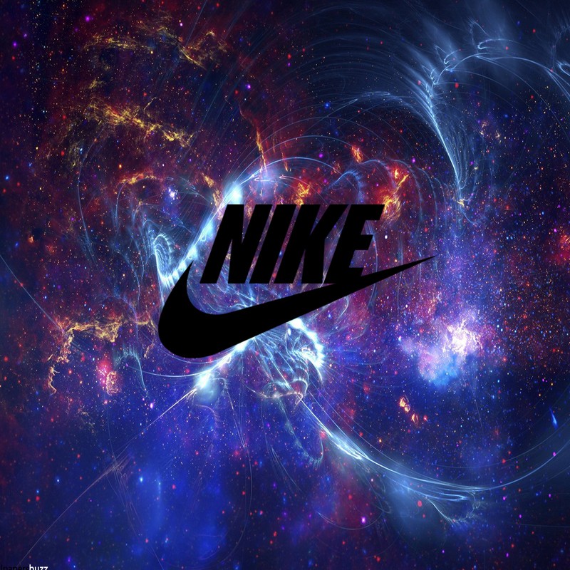 Черный логотип nike на фоне галактики (эпичный, галактика, логотип, nike)