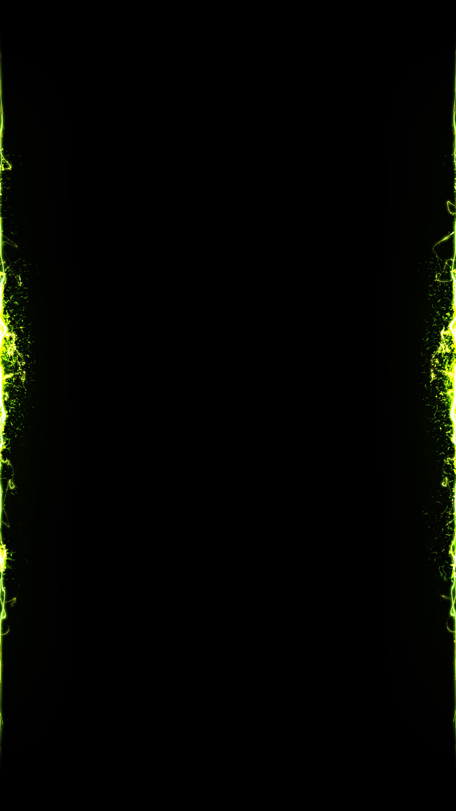 A close up of a green neon frame with a black background (edge, edge wallpaper, galaxy s7 edge, s7, samsung)