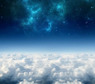 Starry Sky Above Soft Clouds