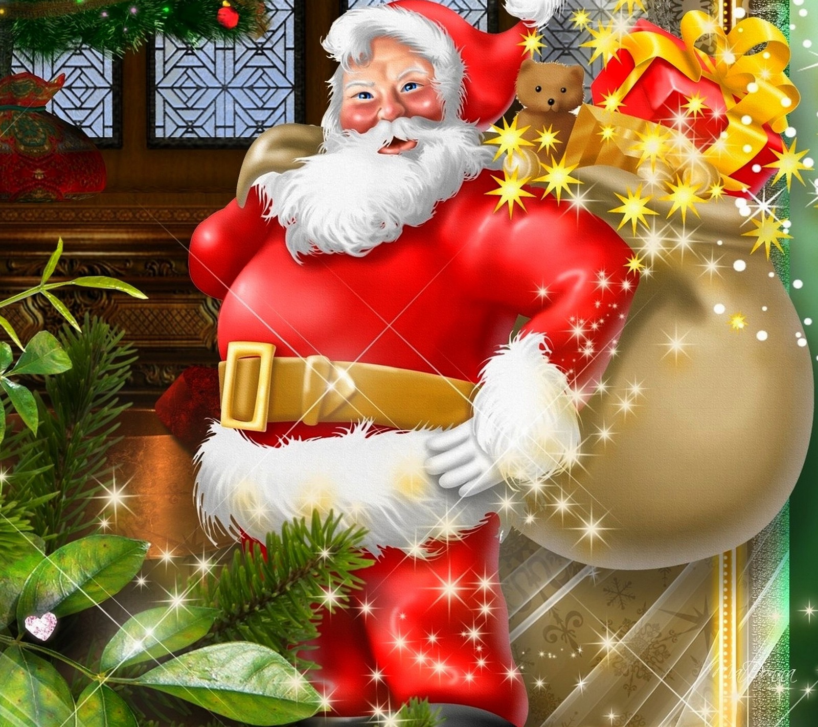 gift, merry christmas, santa claus, xmas wallpaper