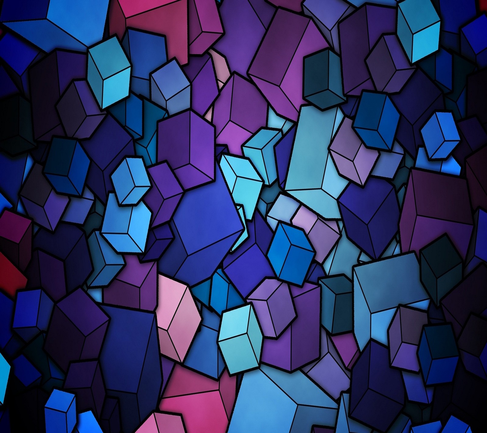 A close up of a bunch of colorful cubes on a black background (2160x1920, wallpaper)