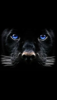 Ethereal Black Panther Face with Striking Blue Eyes