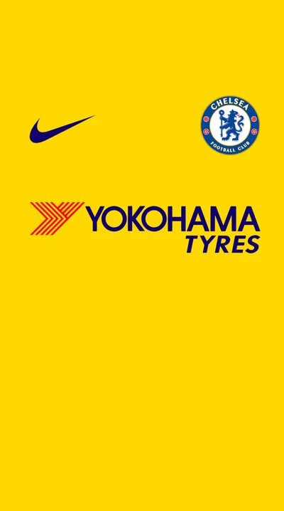 Auswärtstrikot Chelsea 2018-2019 - Gelb mit Nike- und Yokohama-Branding