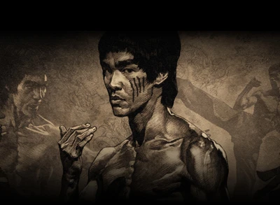 Dynamic Tribute to Bruce Lee: A Powerful Artistic Representation