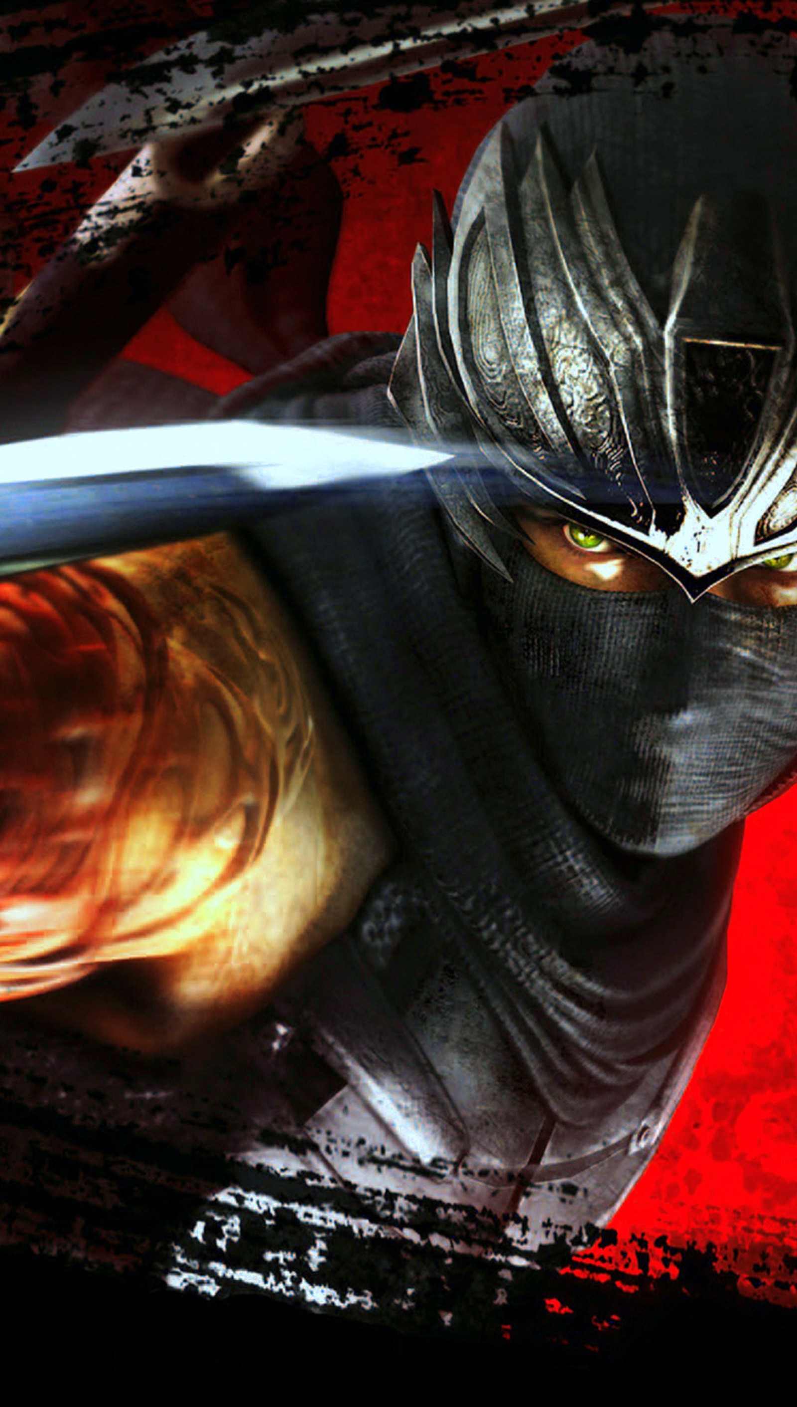 Arafed ninja with a sword in his hand and a red background (hd wallpapers, ninja)