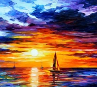 por thomas kinkade, painting sunset