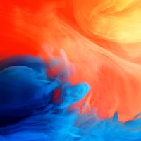 Fondo abstracto de humo azul y naranja