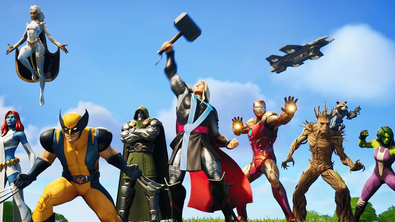 Группа мультяшных персонажей позирует на поле (фортнайт, fortnite, fortnite battle royale, глава 2 сезон 4, chapter 2 season 4)