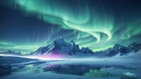 auroras boreales, aurora boreal, montaña, escenario