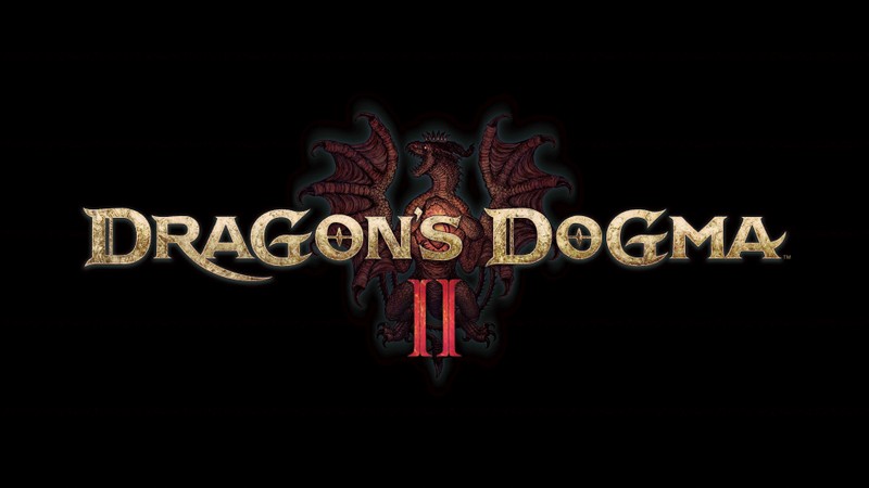 Логотип dragon's dogma ii на черном фоне (8k, логотип, черный фон, игры 2024, 5k)