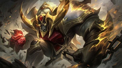 Conquistador Alistar: Arte Splash de Croma Dorado de League of Legends