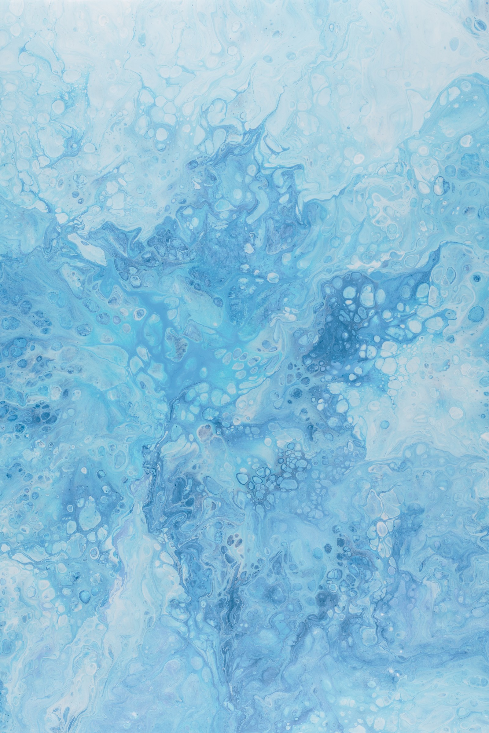 Painting of a blue and white abstract painting with bubbles (painting, texture, blue, abstract art, aqua)