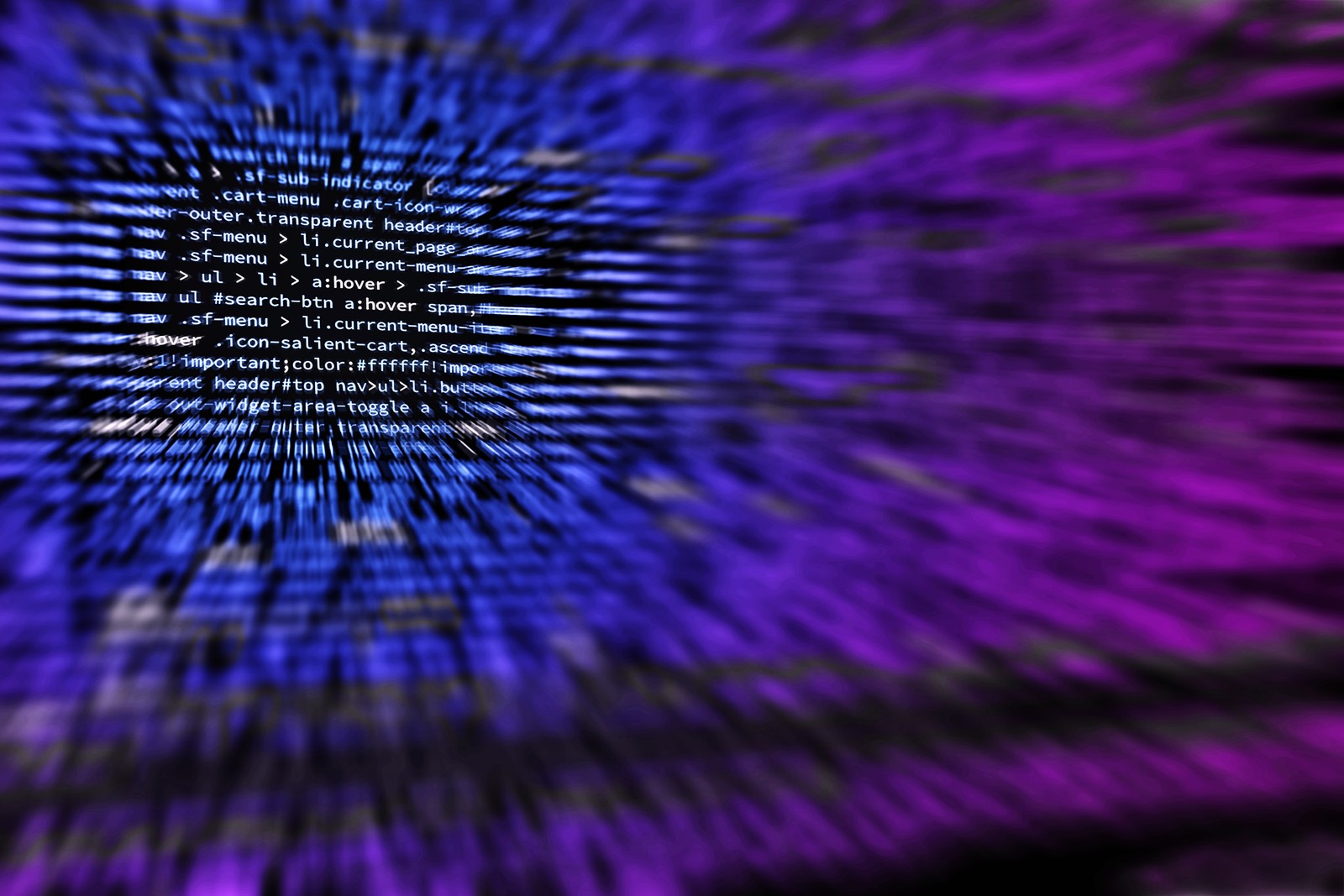 A close up of a computer screen with a purple and blue background (programming language, source code, blue, violet, purple)