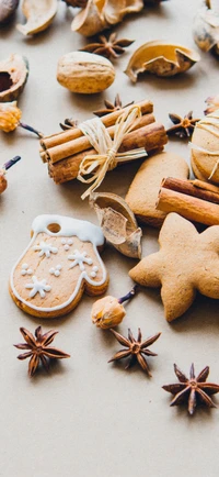 Mélange d'épices festives : ingrédients pour le vin chaud et friandises en pain d'épice