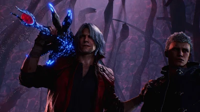 Данте и Неро из Devil May Cry 5 в темной, извращенной обстановке.