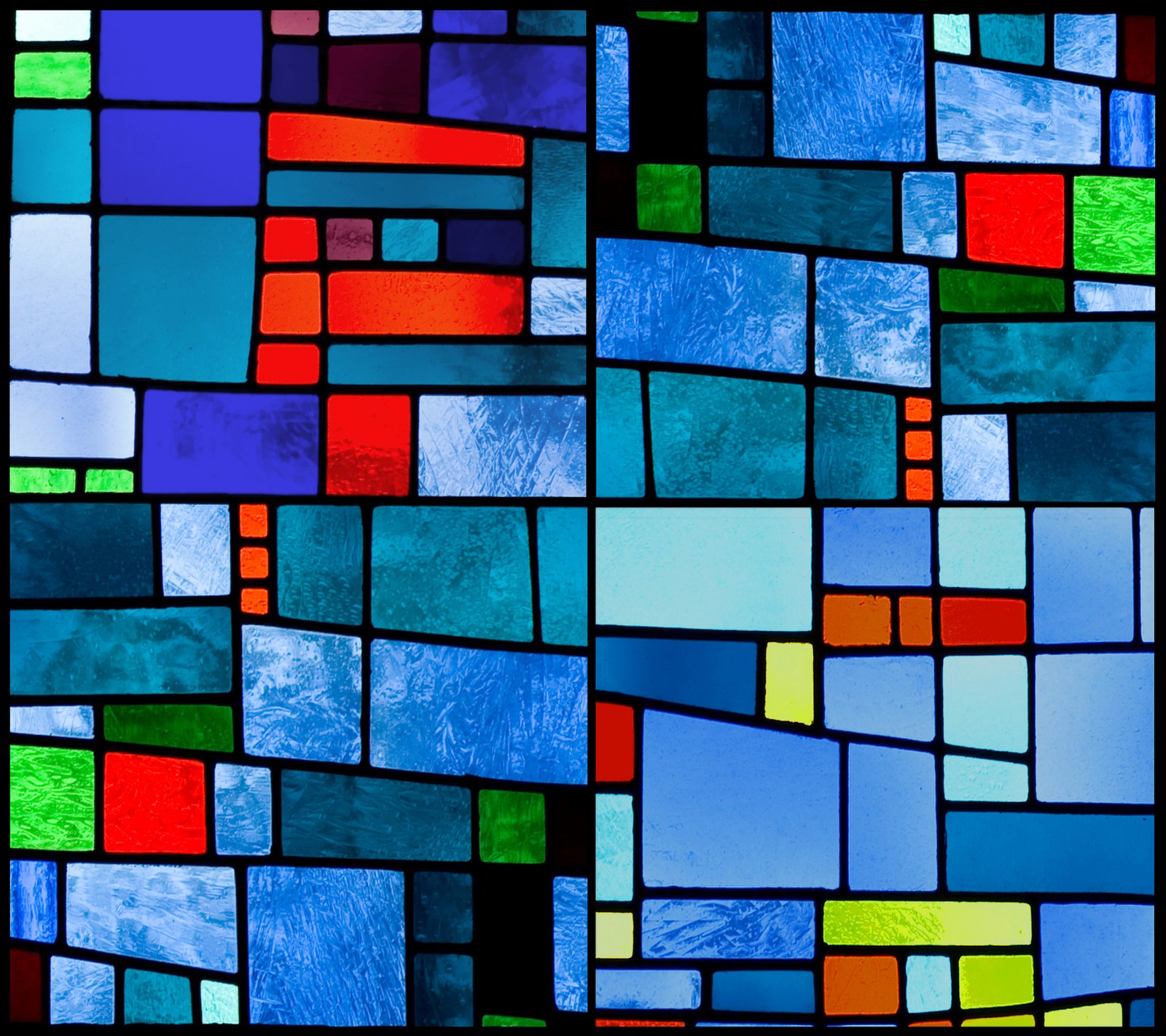 A close up of a stained glass window with a black background (colorful, glass, mosaic, stained)