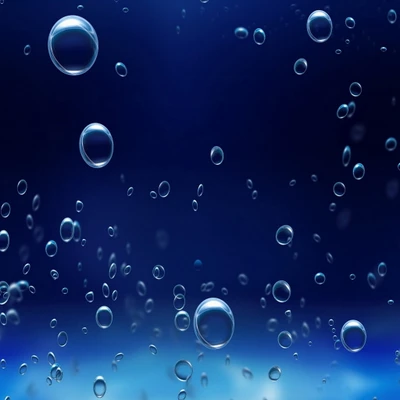 Blue Abstract with Floating Bubbles