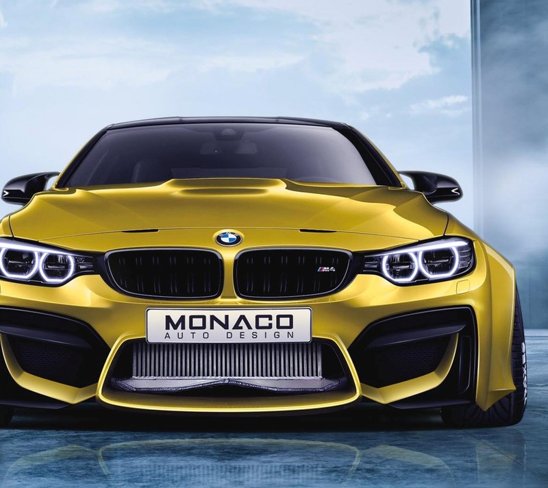 Желтый bmw m4 купе припаркован перед зданием (авто, bmw, машина, дизайн, настроенный)