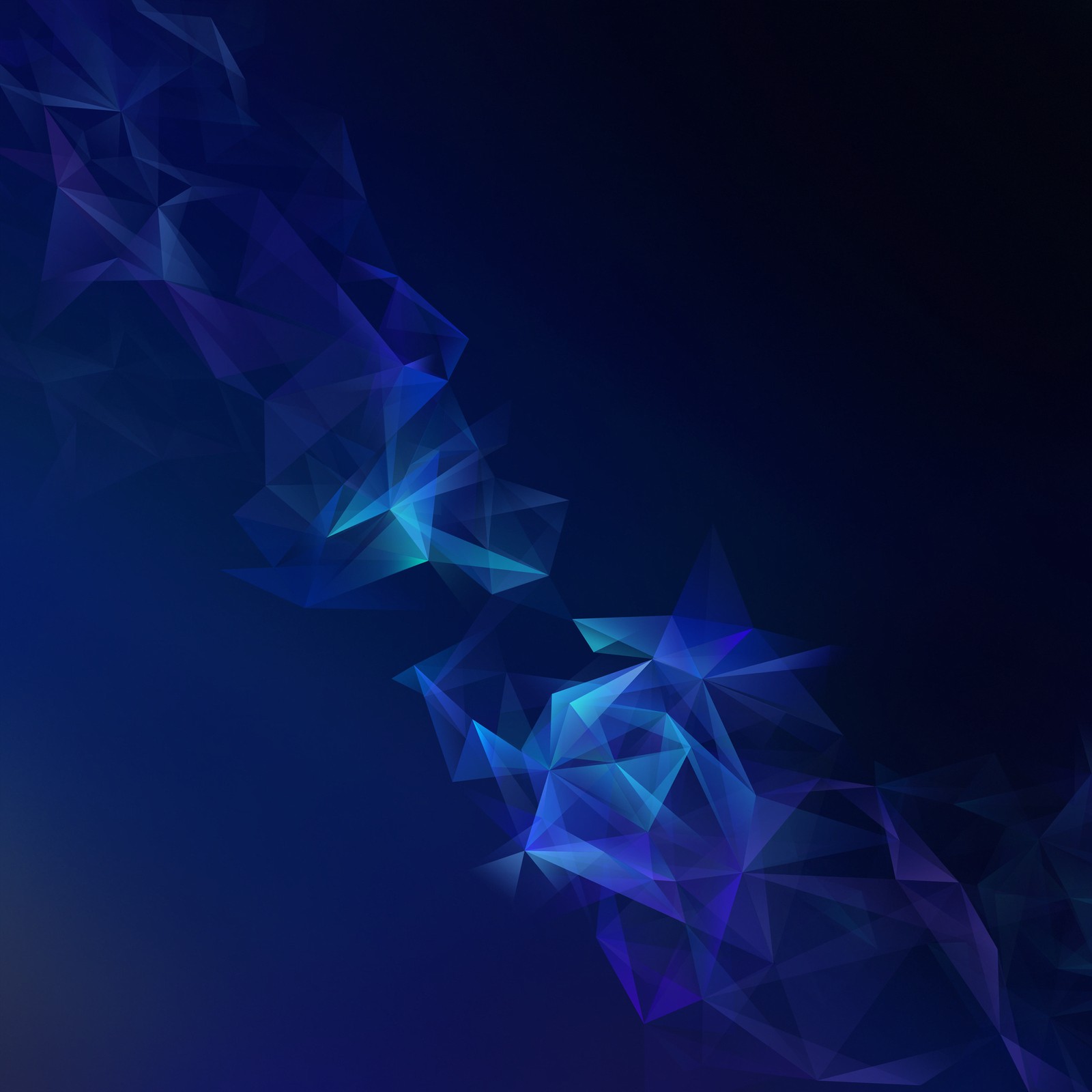 Abstract blue polygonal background with triangles and a dark background (abstract, blue, galaxy s9, oryginal, s9)