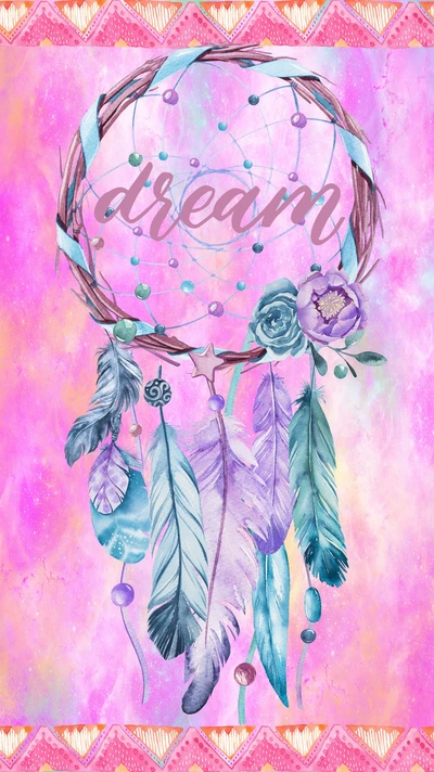 Dream Catcher in Vibrant Abstract Pink