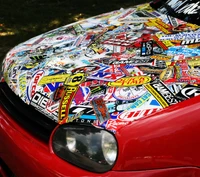 auto, cool, hd, aufkleber, stickerbomb