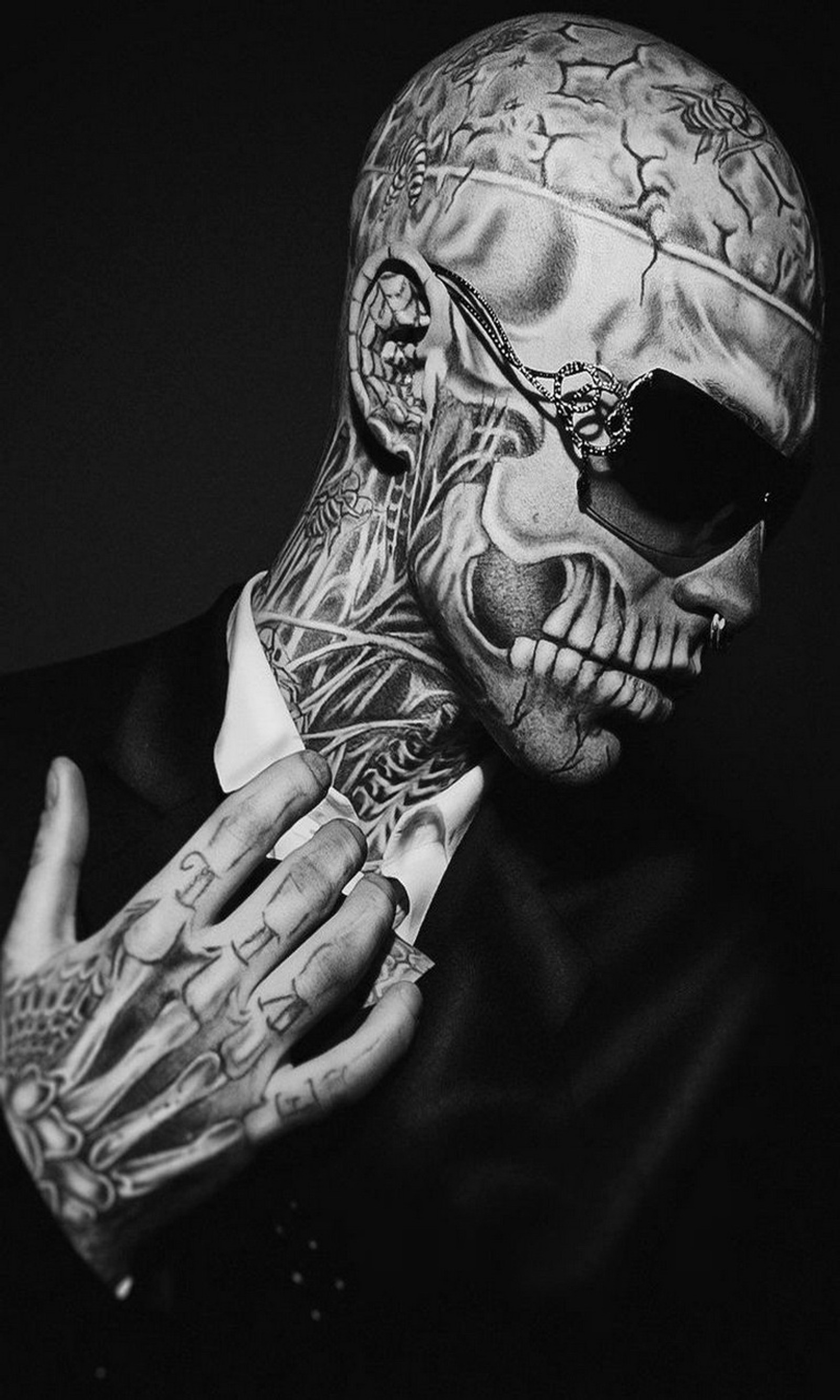 Скачать обои model celebrity, rick genest, скелетные татуировки, zombie boy