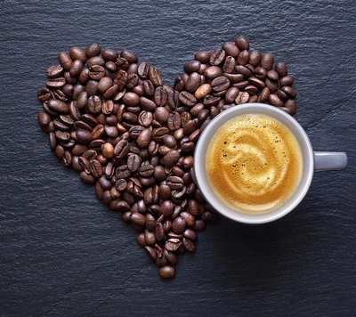 beans, coffee, heart, love