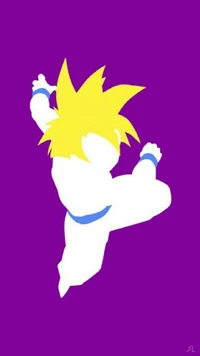 Super Saiyan Gohan en action sur un fond violet