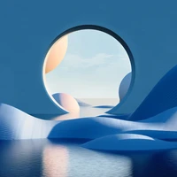 Serene Abstract Landscape with Soft Curves and Circular Elements